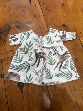 Vivie & Ash handmade in the USA deer in nature babydoll top size 6 to 12 months